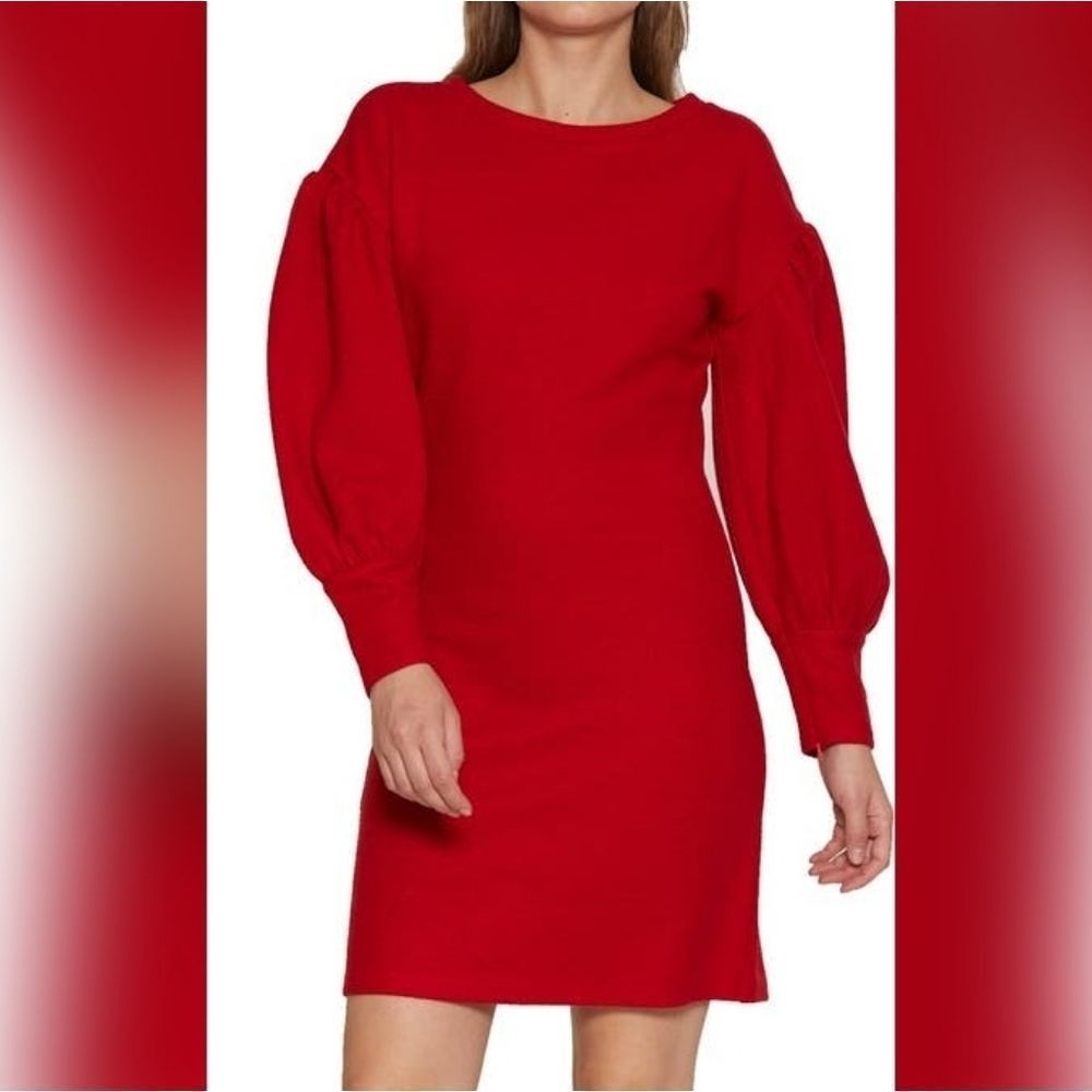 Walter Baker Red Polly Puff Sleeve Dress Medium